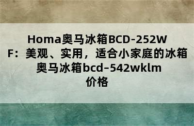 Homa奥马冰箱BCD-252WF：美观、实用，适合小家庭的冰箱 奥马冰箱bcd–542wklm价格